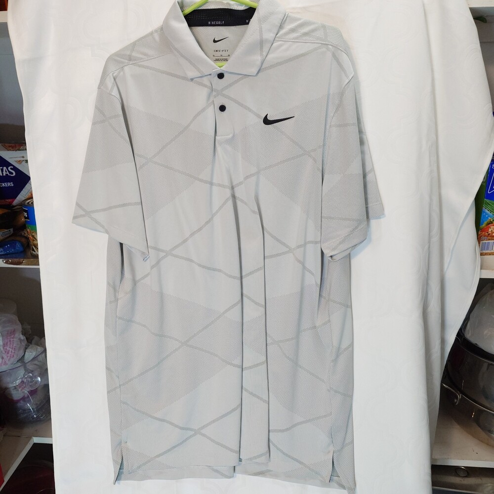 Nike Golf DRI-FIT Grey black designer Polo golf Shirt XL